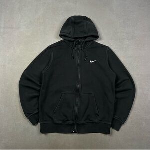 Nike Black Full-Zip Hooded Sweatshirt with White Swoosh